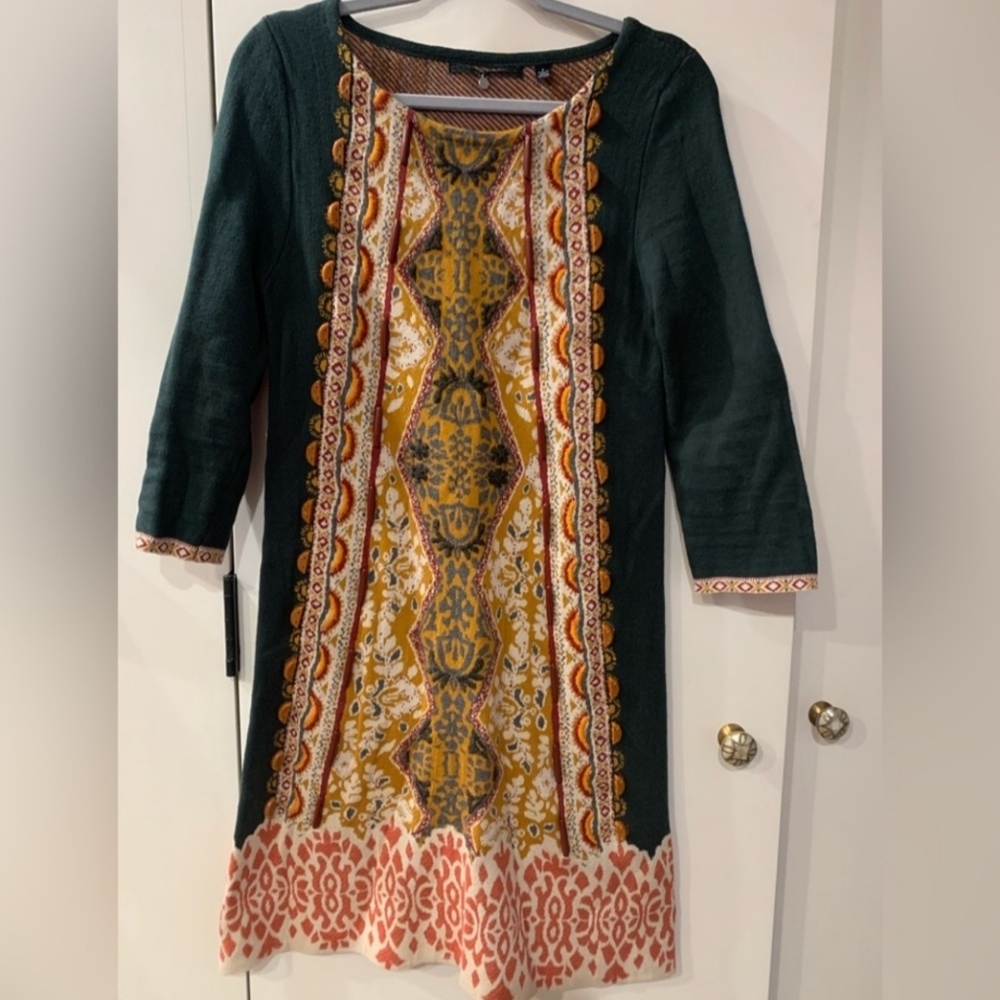 NWOT ANTHROPOLOGIE KNITTED & KNOTTED BEADED LANKA SWEATER DRESS SIZE L